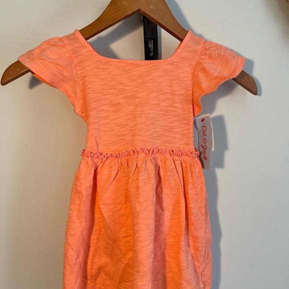 NWT Cat & Jack Short Sleeve Solid Knit Dress Size 18M peach Pink - Picture 2 of 5